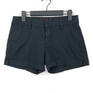 ELLE Paris Womens Chino Shorts 2 Black 3 in Stretch Twill Flat Front Low Rise